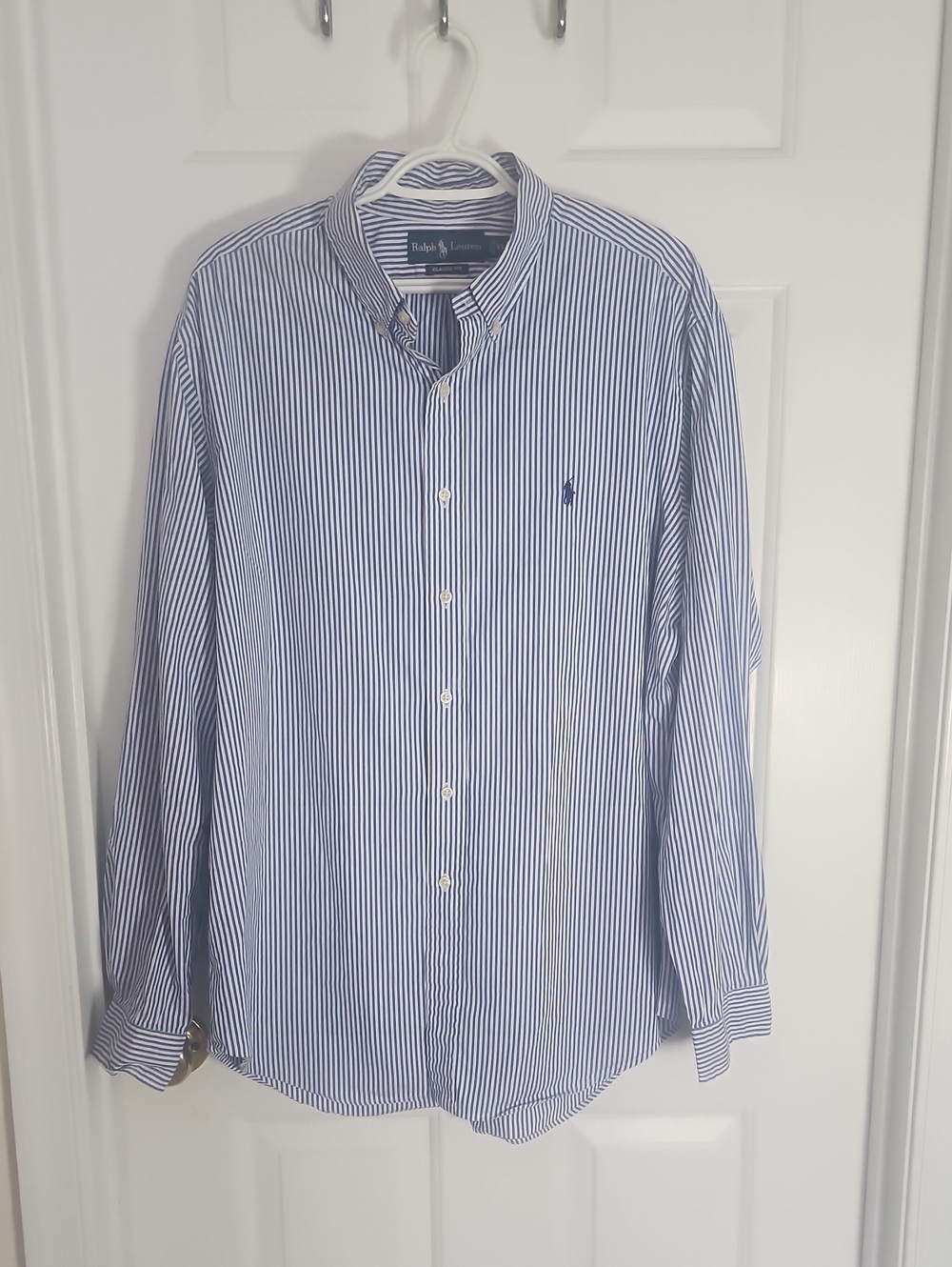 Polo by Ralph Lauren Blue and White Striped Button-Down Shirt